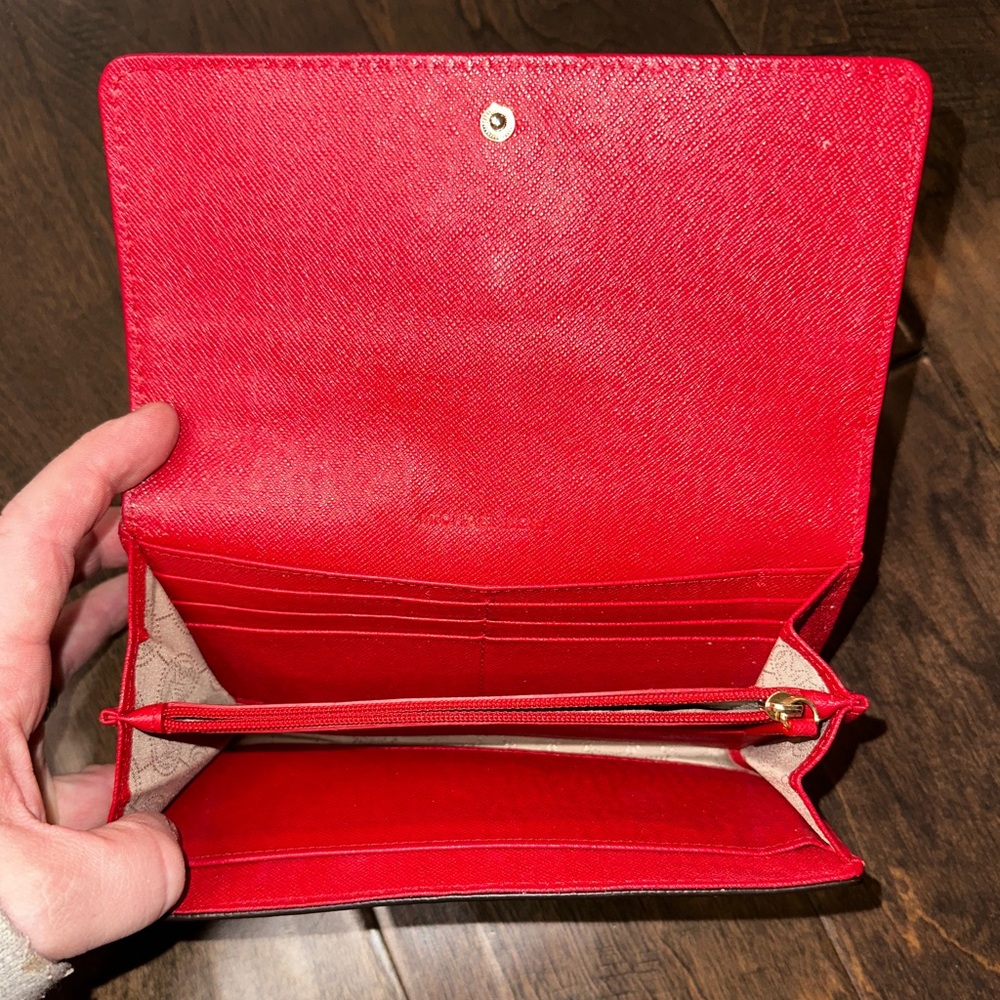 Michael Kors Bedford Pebbled Leather Red Satchel and Matching Red Wallet Set - Picture 16 of 16